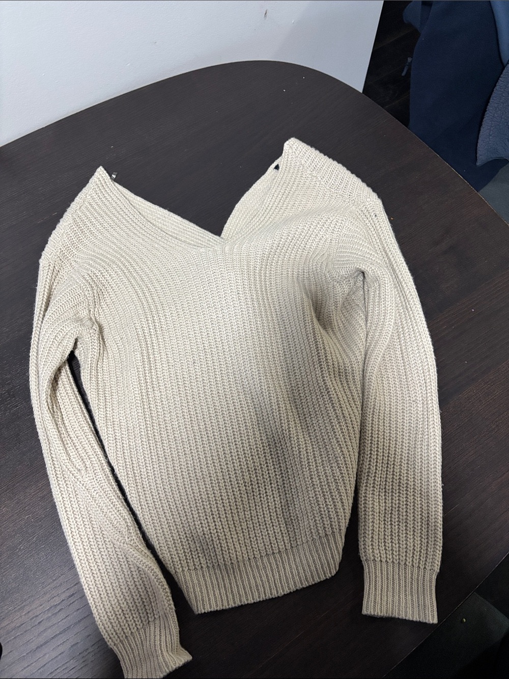 V-Neck Knit Sweater - Cream